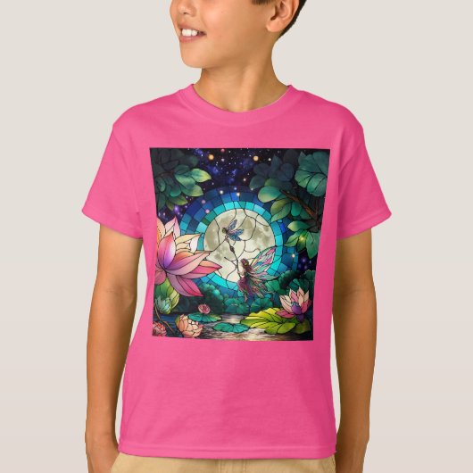 T-shirt Stained Glass Little Fairy With Dragonfly (Devant)