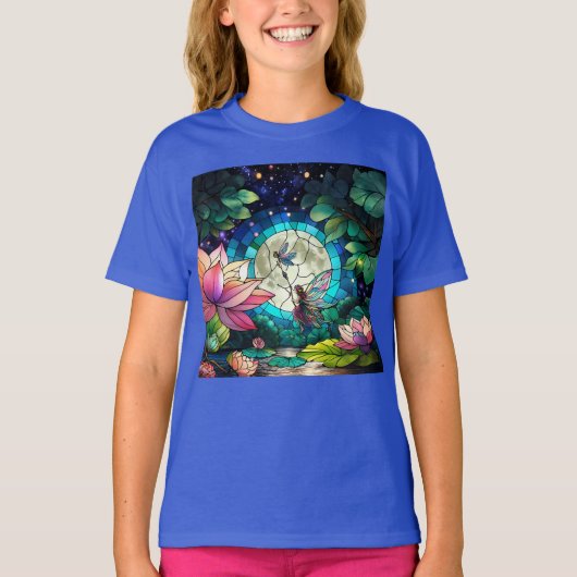 T-shirt Stained Glass Little Fairy With Dragonfly (Devant)