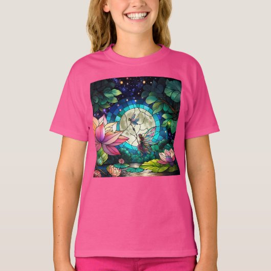 T-shirt Stained Glass Little Fairy With Dragonfly (Devant)