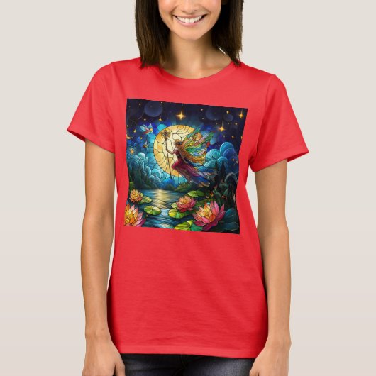 T-shirt Stained Glass Moonlight Flight Fairy  (Devant)