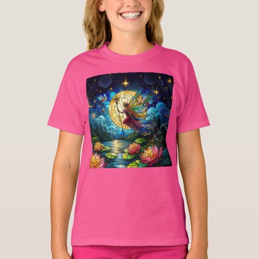 T-shirt Stained Glass Moonlight Flight Fairy  (Devant)