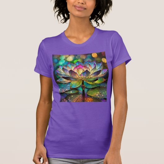 T-shirt Stained Glass Vibrant Lotus Flower (Devant)