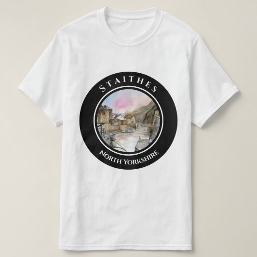 T-shirt Staithes North Yorkshire England Aquarcolor (Design devant)