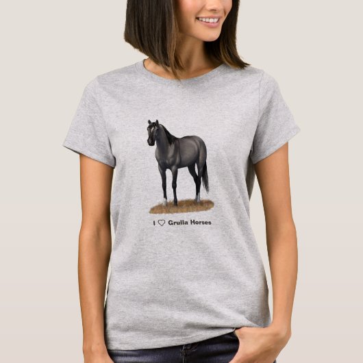 T-shirt Stallion Cheval Gris Grulla Quarter (Devant)