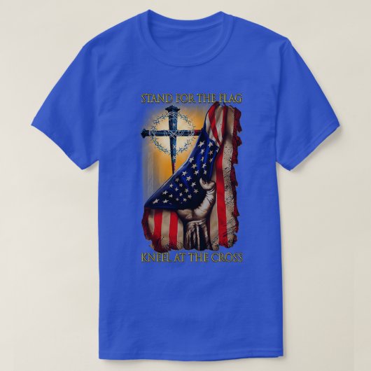 T-shirt Stand Le Drapeau Jésus Christ Chrétiens (Design devant)