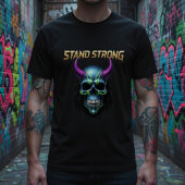 T-shirt Stand Strong Neon Skull Graphic