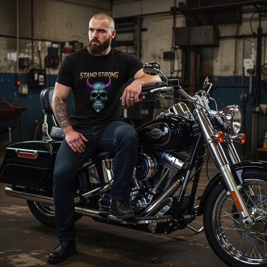 T-shirt Stand Strong Neon Skull Graphic