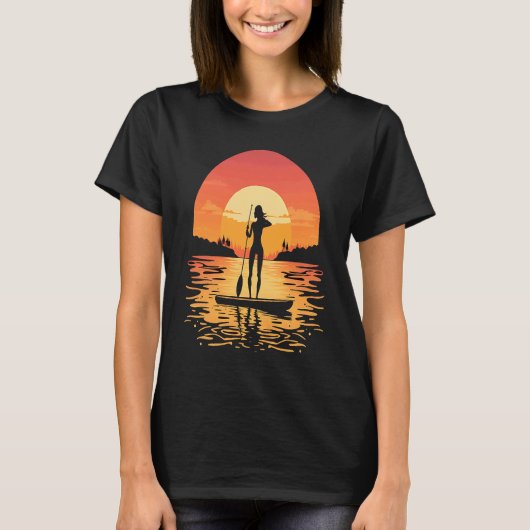 T-shirt Stand Up Paddle Board Paddling Mom In Sunset 1 (Devant)