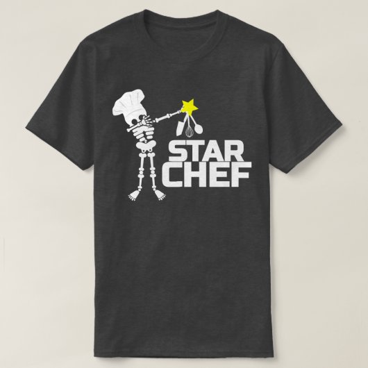 T-shirt Star Chef Cook Skeleton Stars Kitchen Cadeau  (Design devant)
