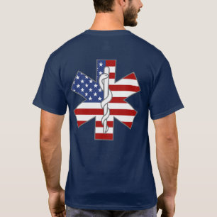 T-shirt Star of Life Patriotic EMT Paramedic Nom personnal