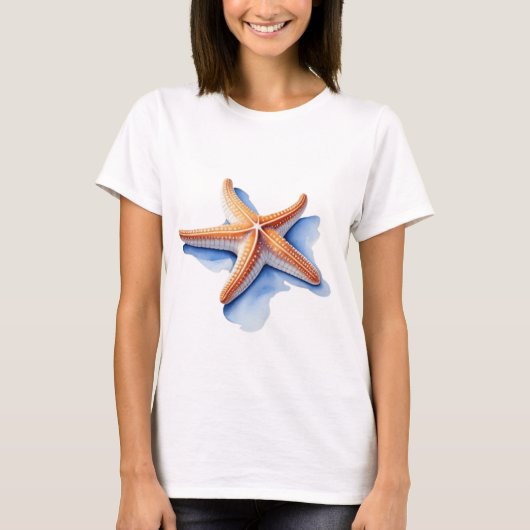 T-shirt Starfish and Blue Silhouette (Devant)
