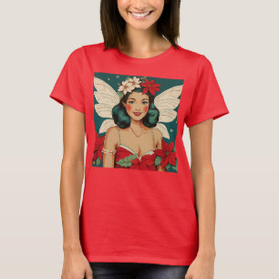 T-shirt Starlette Pin-Up Rétro Tropical Noël des Années 50