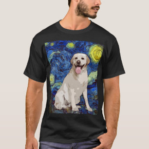 T-shirt Starry Night Blanc Labrador Peinture de chien Amou
