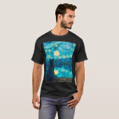 T-shirt Starry Night Cat Art – Van Gogh Style Night  (Devant entier)