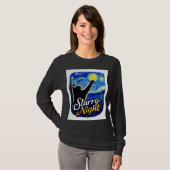 T-shirt Starry Night Cat – Artistic Black Cat Reaching the (Devant entier)