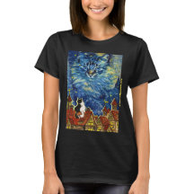 T-shirt Starry Night Cat avec le site pour femmes