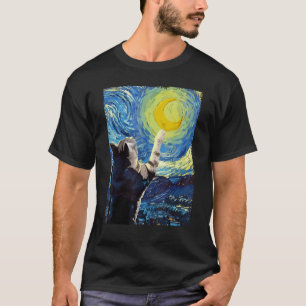 T-shirt Starry Night Cat Peinture Kitten Kitty Cat Maman P