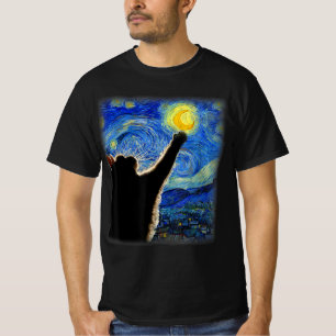 T-shirt Starry Night Cat, Van Gogh Amoureux des chats Cat