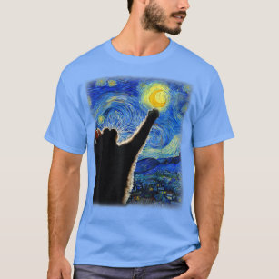 T-shirt Starry Night Cat, Van Gogh Cat, Amoureux des chats