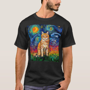 T-shirt Starry Night Cat, Van Gogh Cat, Amoureux des chats