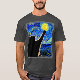 T-shirt Starry Night Cat Van Gogh Cat Amoureux des chats C