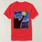 T-shirt Starry Night Cat Van Gogh Cat Amoureux des chats C (Design devant)