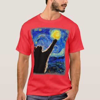 T-shirt Starry Night Cat Van Gogh Cat Amoureux des chats C