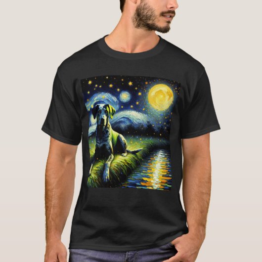 T-shirt Starry Night Catahoula Leopard Chien Van Gogh Love (Devant)