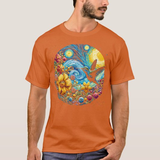 T-shirt starry night hummingbird (Devant)