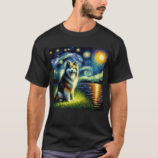 T-shirt Starry Night Lapphund Finlandais Chien Van Gogh Lo (Devant)