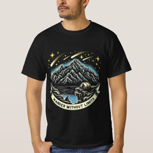 T-shirt Starry Night Mountain & Camping (Devant)