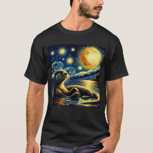 T-shirt Starry Night Otter Van Gogh Lover