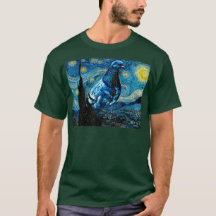 T-shirt Starry Night Pigeon Funny Van Gogh Parody Bird