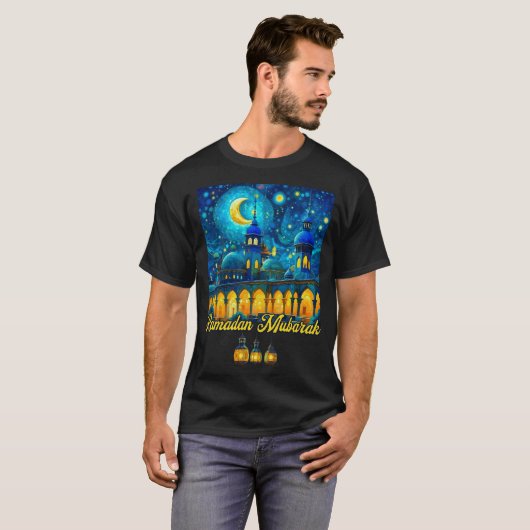 T-shirt Starry Night Ramadan Mosquée (Devant entier)