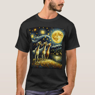 T-shirt Starry Night Trois chèvres hurler à Moon Farm