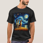 T-shirt Starry Night Trois grands Danois hurlent à la lune (Devant)