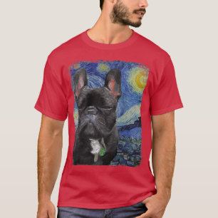 T-shirt Starry Night Vincent van Gogh French Bulldog Paint