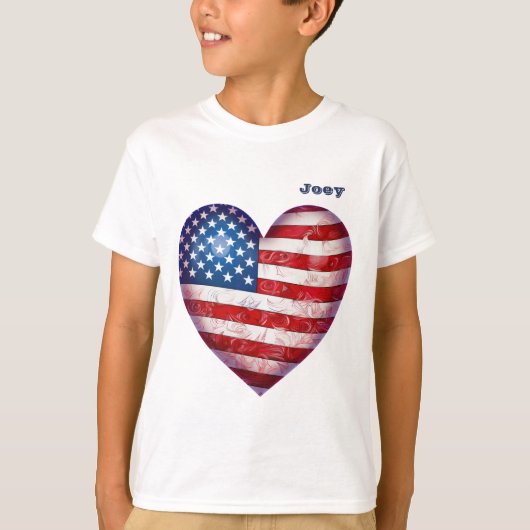T-shirt "Stars and Stripes" Coeur en forme de nom Garçon's (Devant)