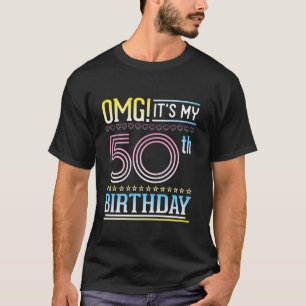 T-shirt Stars Coeurs Heureux Moi 50 ans OMG C'est mon 50èm