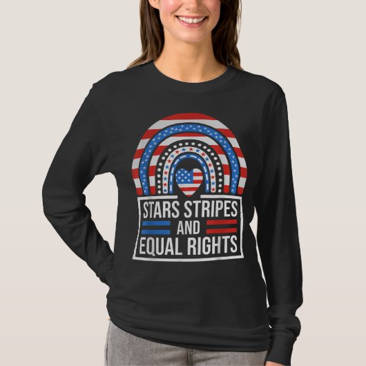 T-shirt Stars Stripes & Equal Rights Rainbow American Flag (Devant)