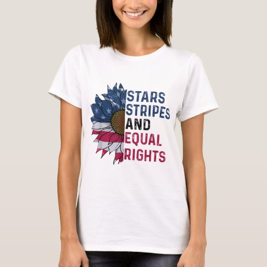 T-shirt Stars Stripes Et Equal Rights American Flag Flowe (Devant)