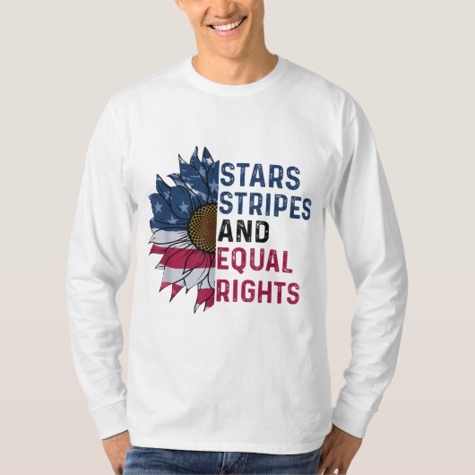 T-shirt Stars Stripes Et Equal Rights American Flag Flowe (Devant)
