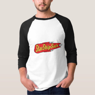 T-shirt StarShipSofa raglan rouge/jaune 3/4 de douille