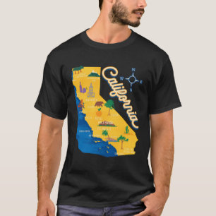 T-shirt State of California Republic Carte Landmark Us Cal