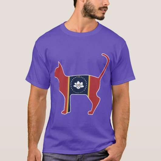 T-shirt State of Mississippi Flag for Cat Lovers 2 Oversiz (Devant)
