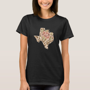 T-shirt State of Texas Leopard Cheetah Print Floral Trendy