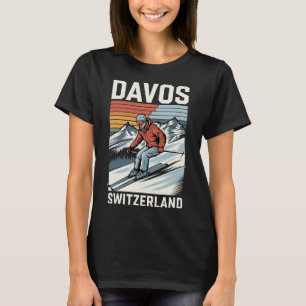 T-shirt Station de ski Retro Davos Suisse
