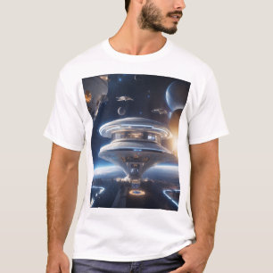 T-Shirt Station Spatiale de Science-Fiction Futuri