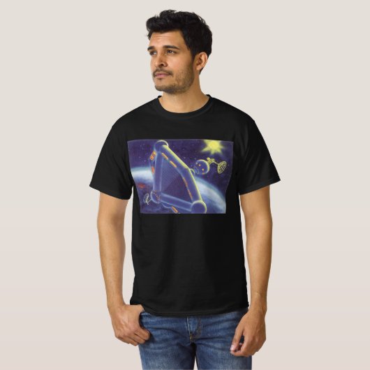 T-shirt Station spatiale orbitante de science-fiction vint (Devant entier)