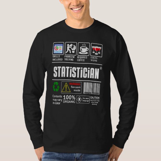 T-shirt Statisticien Étiquette Compétences Résolution de p (Devant)
